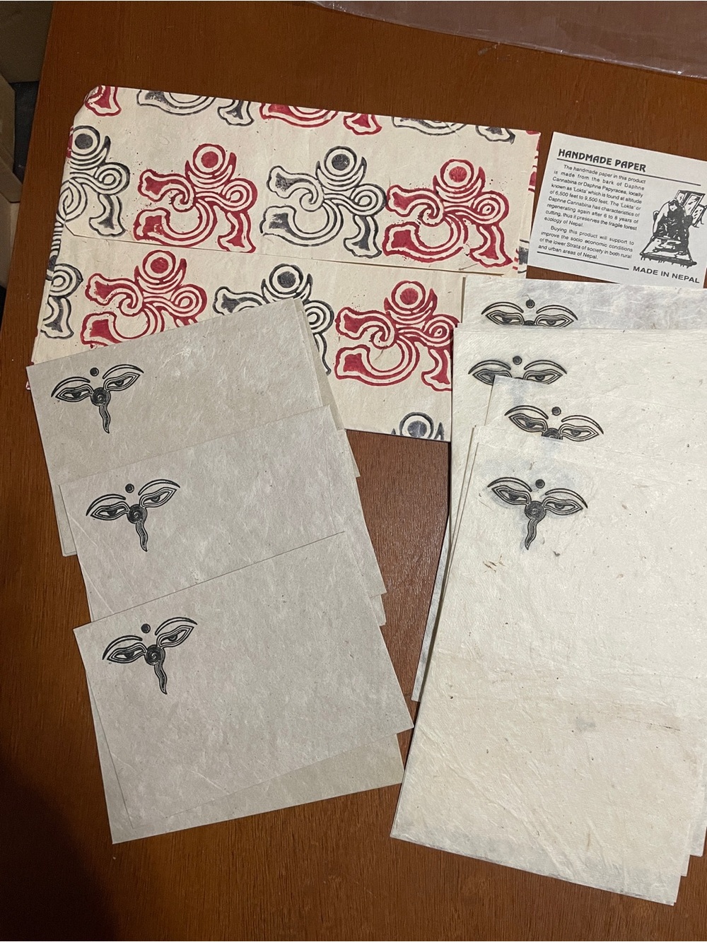 Vintage 1990s Lokta Handmade Paper Stationery Set  Buddha Eyes Made in Nepal